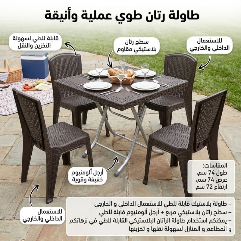 طاولة رتان طوي